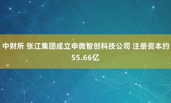 中财所 张江集团成立申微智创科技公司 注册资本约55.66亿