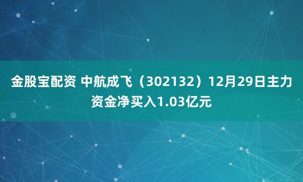 金股宝配资 中航成飞（302132）12月29日主力资金净买入1.03亿元