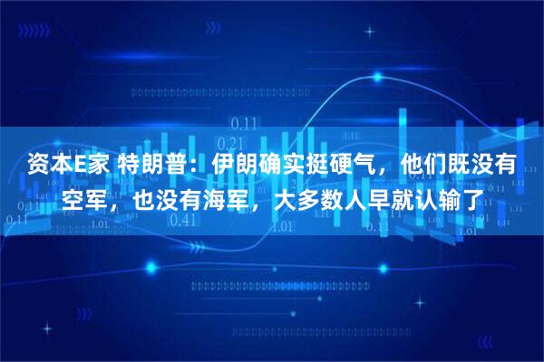 资本E家 特朗普：伊朗确实挺硬气，他们既没有空军，也没有海军，大多数人早就认输了